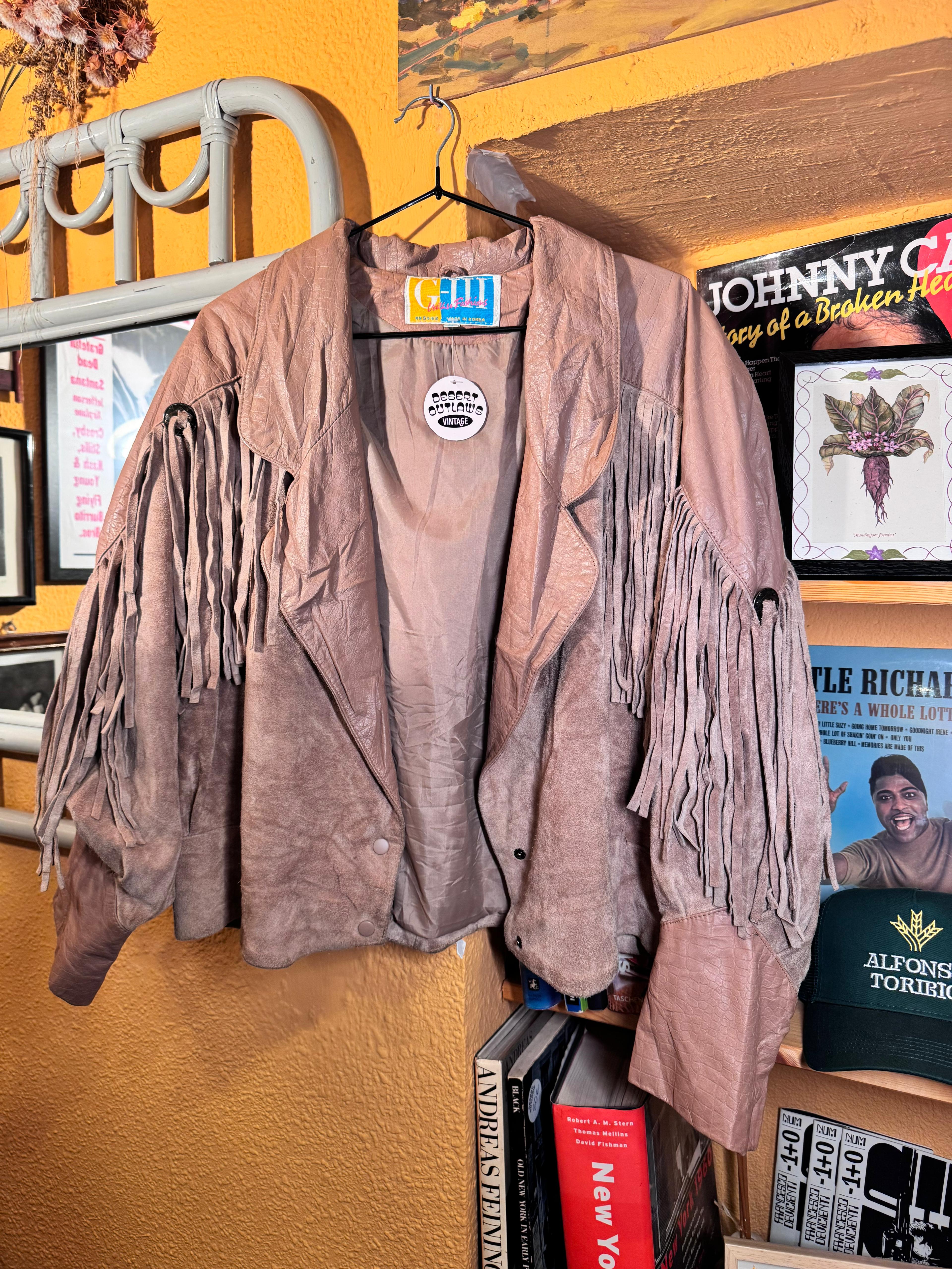 Chaqueta Vintage G-III de Cuero con Flecos