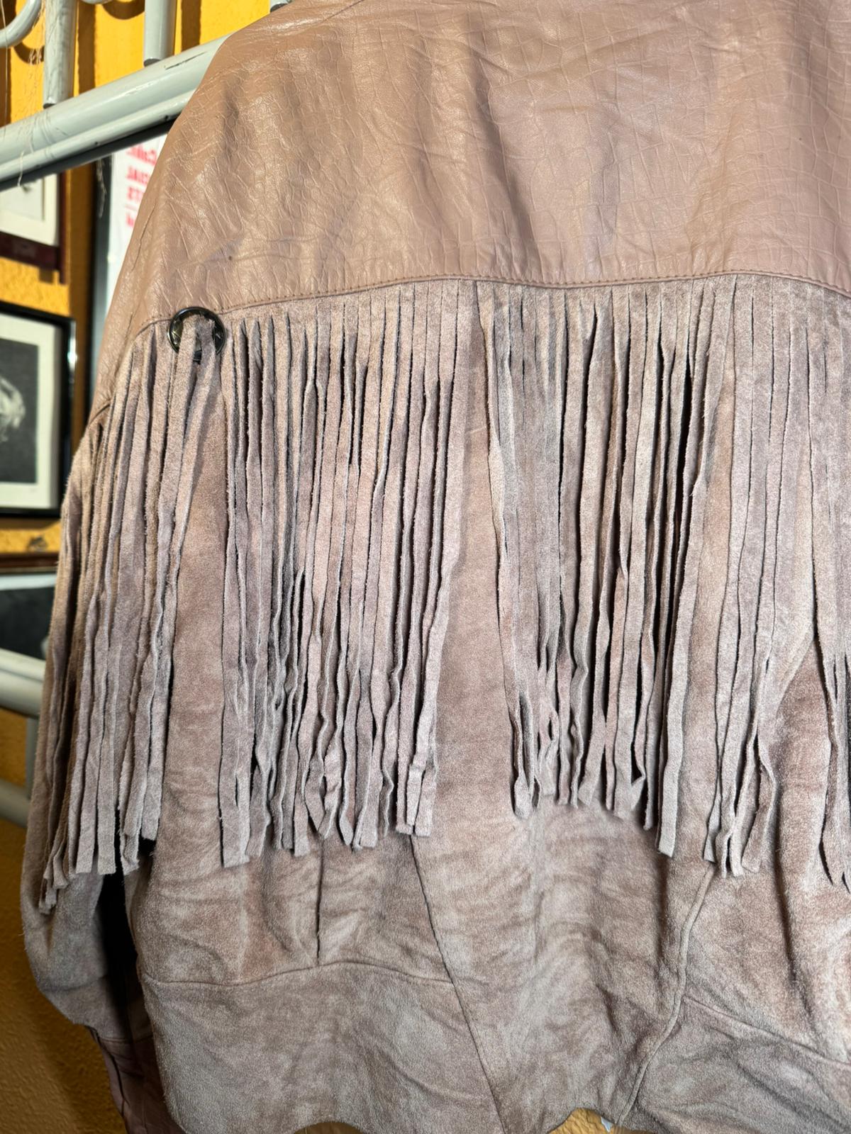 Chaqueta Vintage G-III de Cuero con Flecos