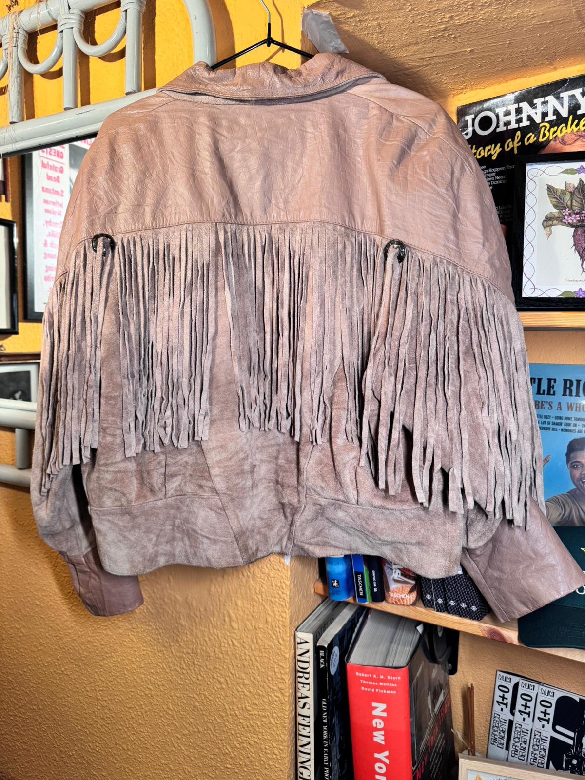 Chaqueta Vintage G-III de Cuero con Flecos