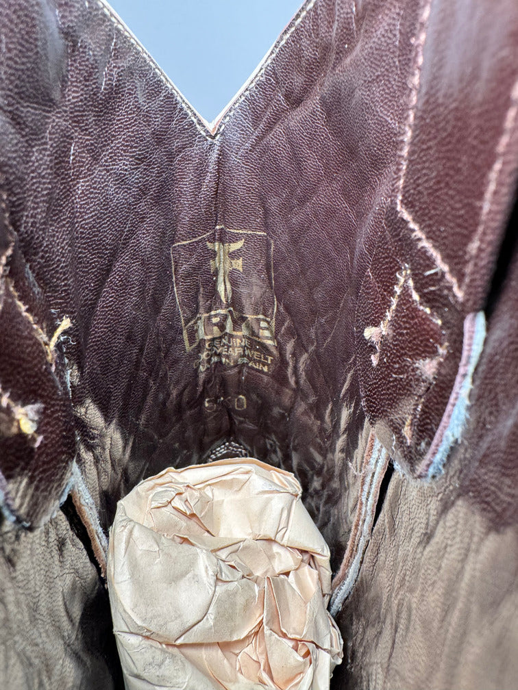 Botas Cowboy Frye Años 90 Blanco y Negro Piel Vintage Hechas en España