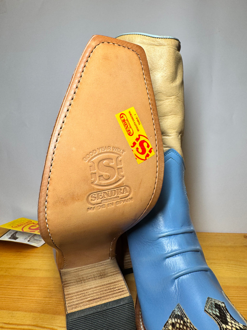 Botas Cowboy Sendra Azul y Beige con Piel de Pitón Talla 40 EU
