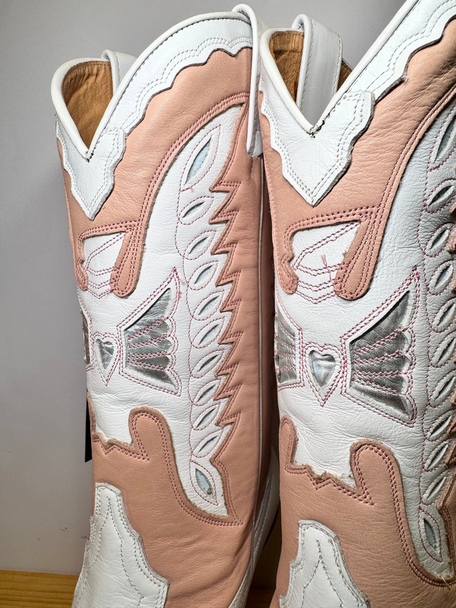 Botas Sendra Cowboy Mujer – Blanco & Rosa Pastel Tacón Alto Talla 39 EU - 8 EU