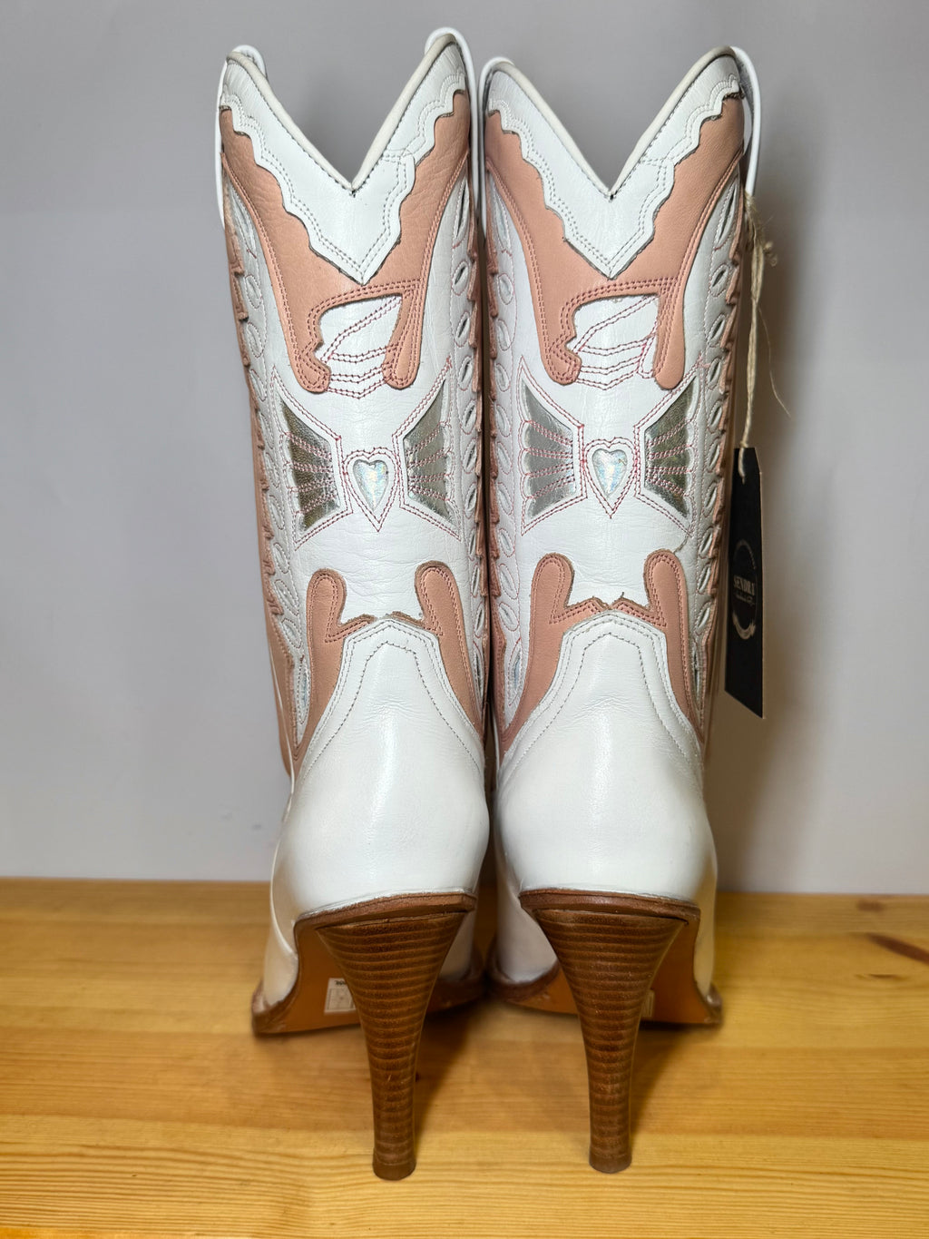 Botas Sendra Cowboy Mujer – Blanco & Rosa Pastel Tacón Alto Talla 39 EU - 8 EU
