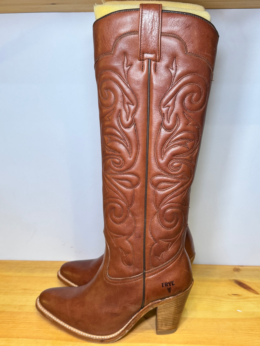 Botas Frye Roots Cowboy Años 90 Piel Marrón Bordado Western Talla 38 EU