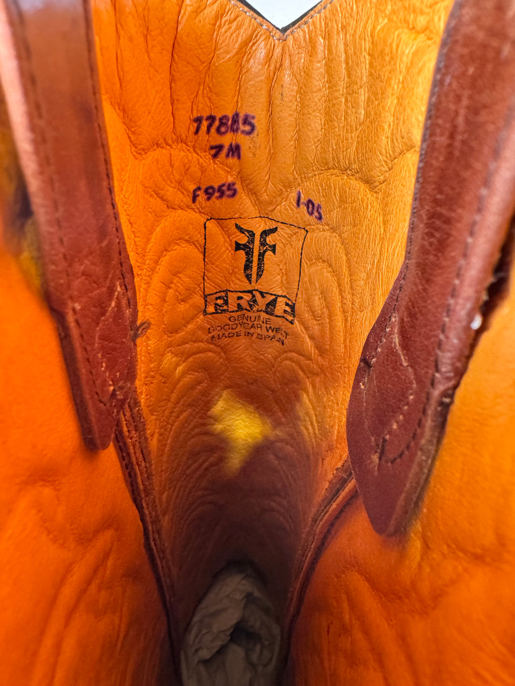 Botas Frye Roots Cowboy Años 90 Piel Marrón Bordado Western Talla 38 EU