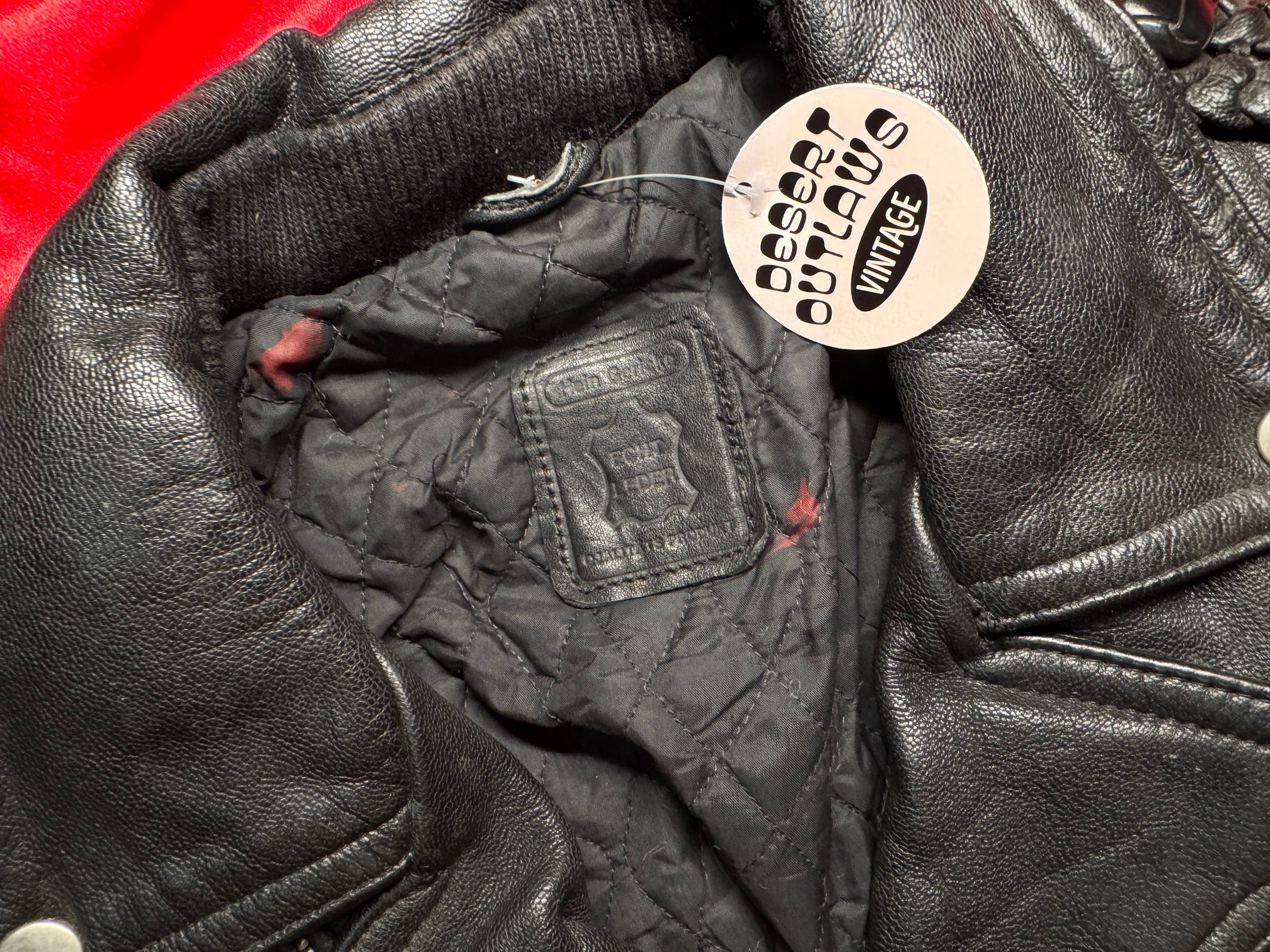 Cazadora Biker Vintage Hein Gericke – Flecos y Tachuelas Piel Negra Talla M