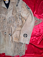 Chaqueta Western Fringes Golden Bear – Ante Beige Bordada Talla M