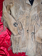 Chaqueta Western Fringes Golden Bear – Ante Beige Bordada Talla M