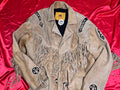 Chaqueta Western Fringes Golden Bear – Ante Beige Bordada Talla M