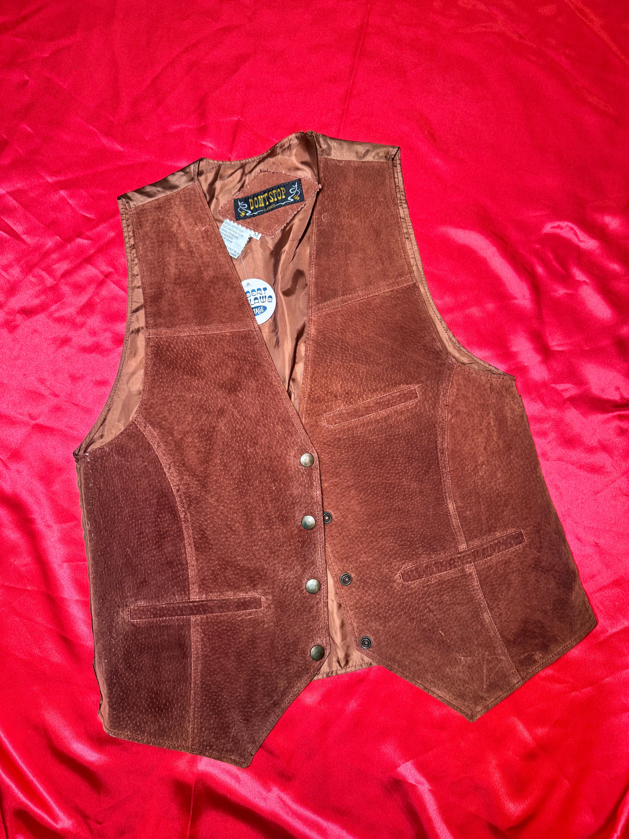 Chaleco Vintage Cowboy Ante Marrón "DON'T STOP" – Talla L