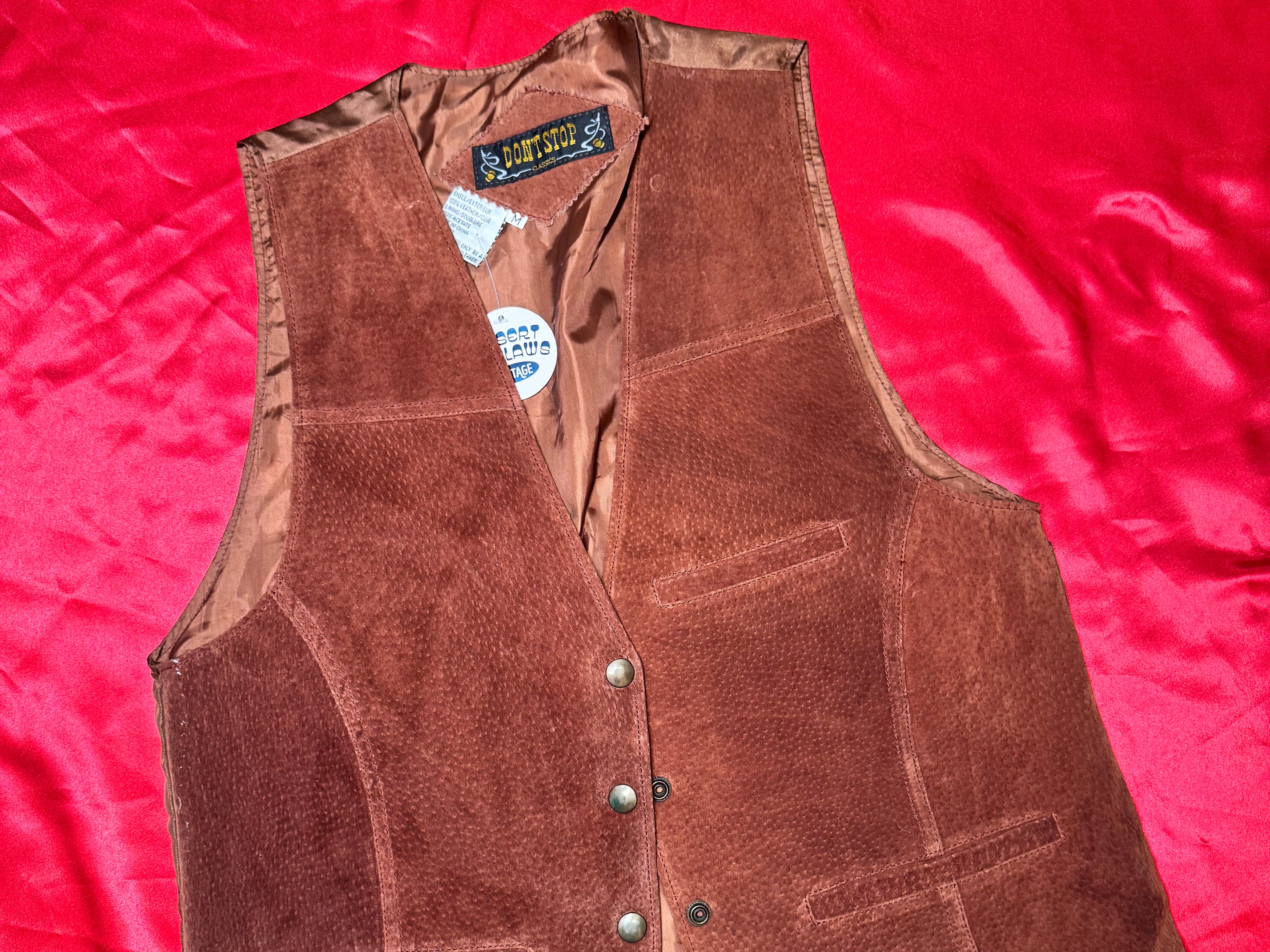 Chaleco Vintage Cowboy Ante Marrón "DON'T STOP" – Talla L