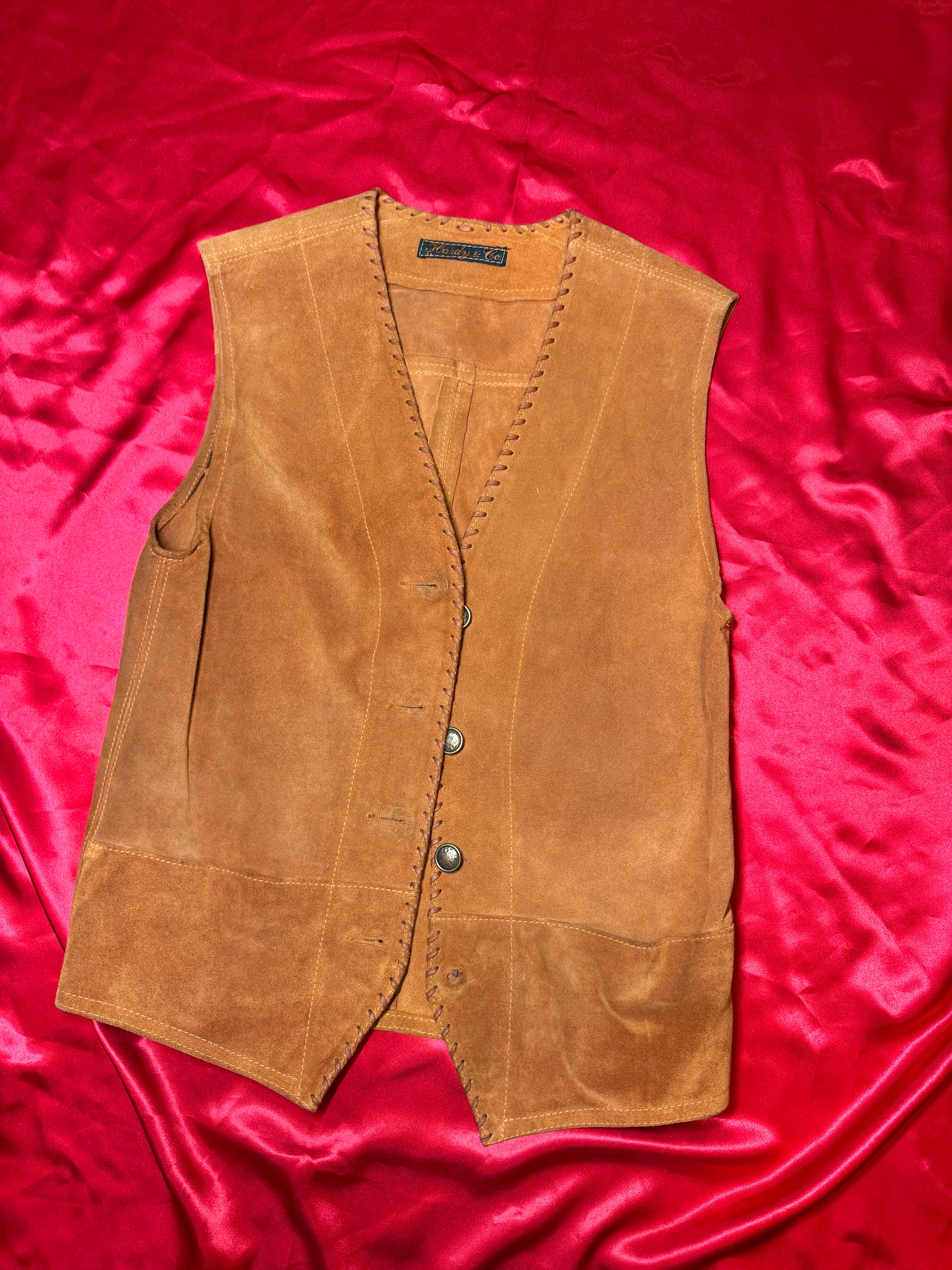 Chaleco Western Vintage Hardy & Co. – Ante Marrón Camel Artesanal | Talla M
