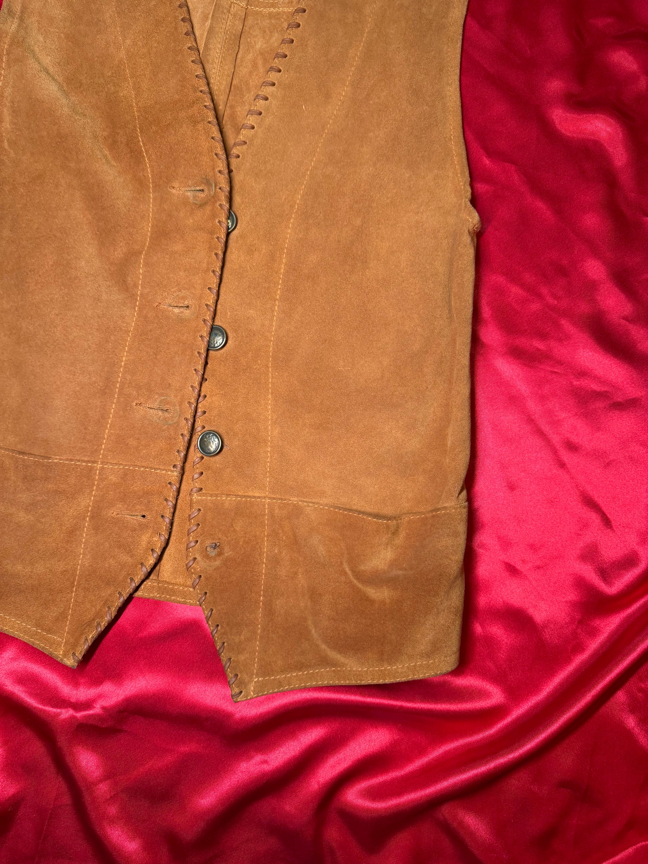 Chaleco Western Vintage Hardy & Co. – Ante Marrón Camel Artesanal | Talla M