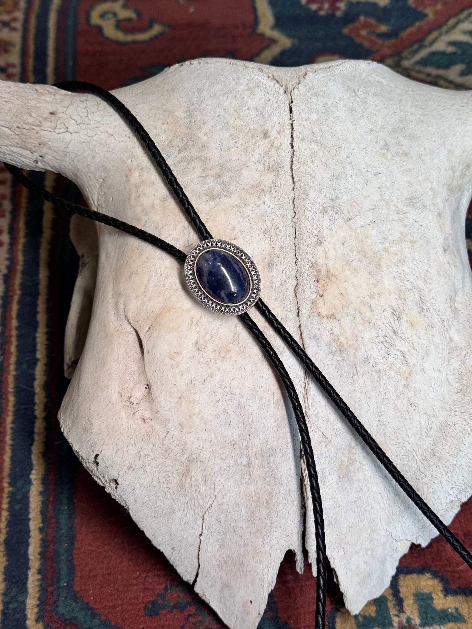 Bolo Cowboy de Cuero Trenzado con Piedra Natural