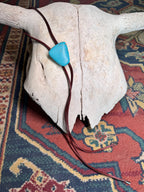 Bolo Cowboy de Cuero Marrón con Piedra Turquesa