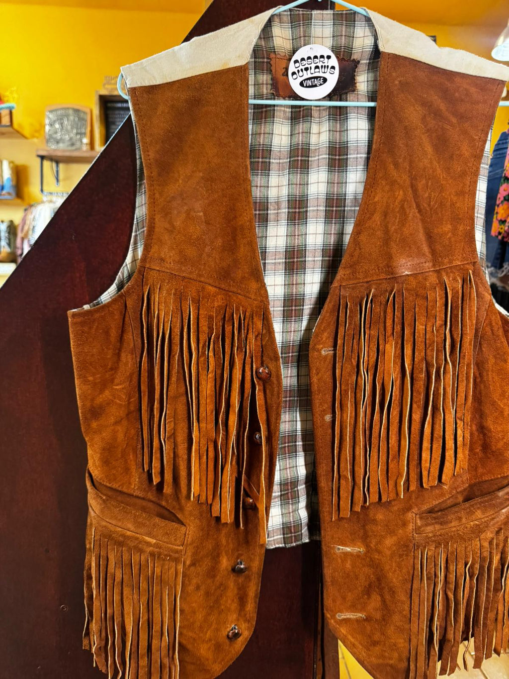Chaleco Vintage de Ante con Flecos Talla M