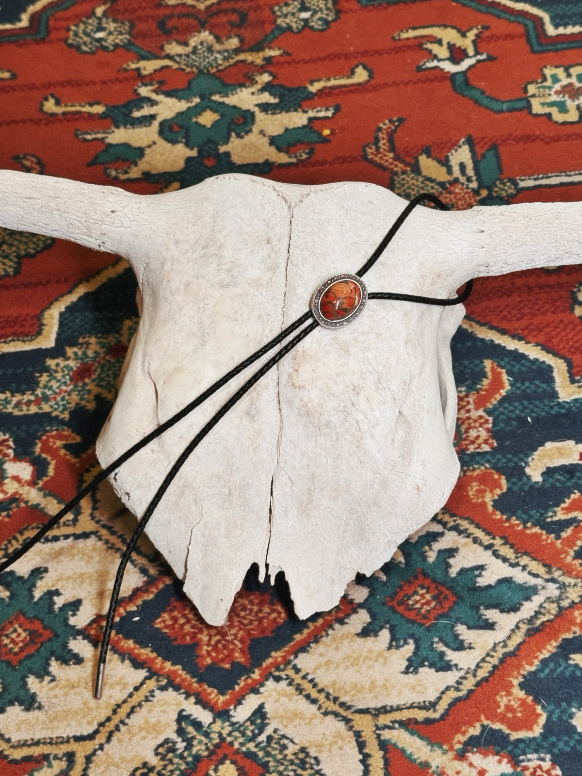 Bolo Cowboy de Cuero Trenzado con Piedra Natural